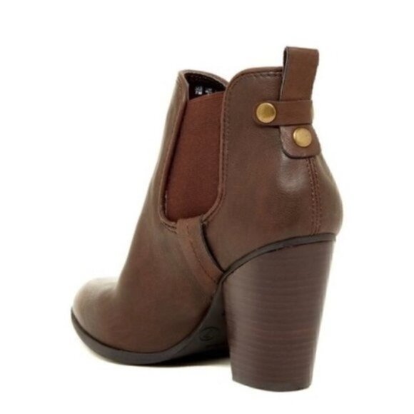 Carlos by Carlos Santana Devon Ankle Booties 11 Stacked Block Heel Brown Pull On - Picture 7 of 13